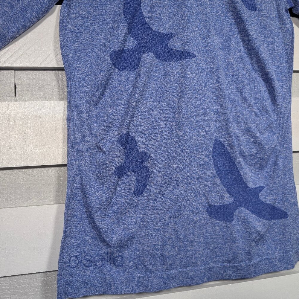 Oiselle Flyte Long Sleeve Shirt Medium Running Top Wings Out Altitude Blue Tech - Picture 3 of 7